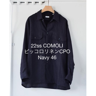 22ss COMOLI ピッコロ製 リネンCPOシャツ Navy 46