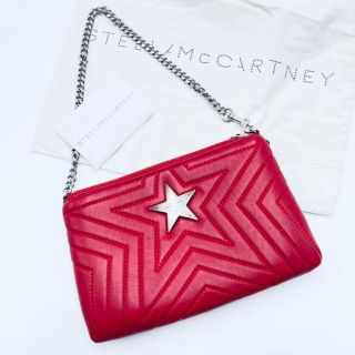 ステラマッカートニー(Stella McCartney)の✨美品✨　ステラマッカートニー　ステラスター　キルティング　チェーン　レザー　赤(ショルダーバッグ)