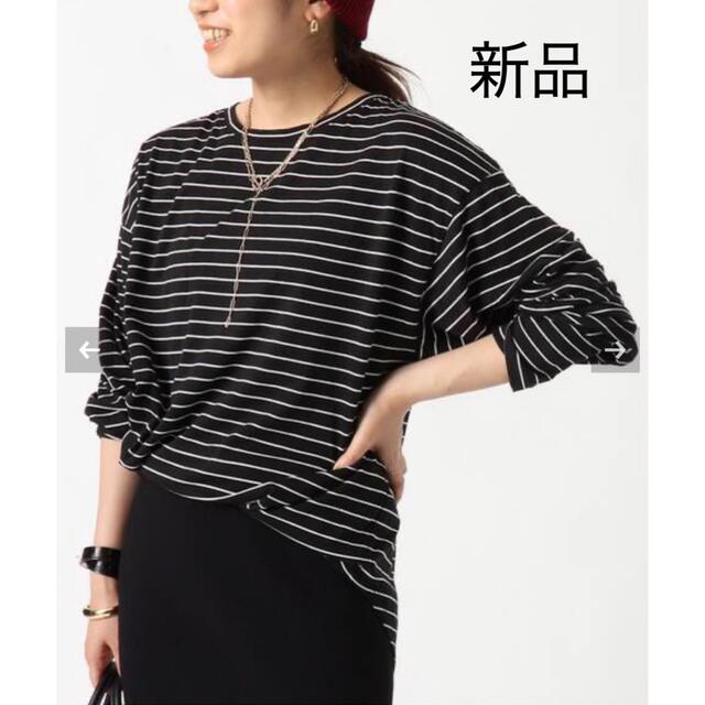 新品 AP STUDIO Oversized Striped Tシャツ ブラック
