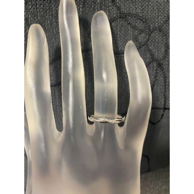 （1192）18号　シルバーツイスト可愛い繊細な細身スワロリング　爪留め　指輪 レディースのアクセサリー(リング(指輪))の商品写真