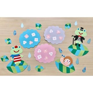 壁面飾り あじさい  かたつむり　梅雨　6月　かえる　保育園　幼稚園　施設(型紙/パターン)