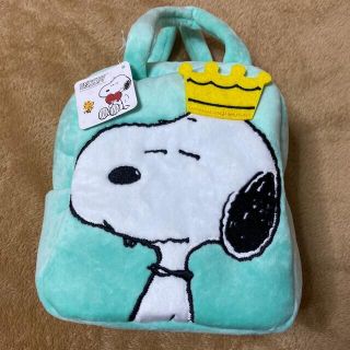 スヌーピー(SNOOPY)のスヌーピー　ふわふわ手さげバッグ　グリーン(トートバッグ)