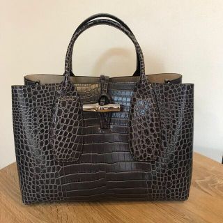 ロンシャン(LONGCHAMP)の新品未使用 ロンシャン ロゾトップハンドルバッグ M ガンメタル(ハンドバッグ)