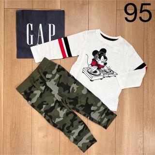 ベビーギャップ(babyGAP)の新品★baby gapロンT＆ジョガーパンツ95ミッキー　男の子　長袖　長ズボン(Tシャツ/カットソー)