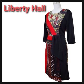 【美品】Liberty Hall レトロ 西洋 絵画 アシンメトリー ワンピース(ひざ丈ワンピース)