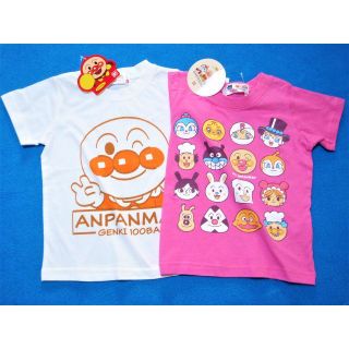 アンパンマン(アンパンマン)の新品　90cm　アンパンマン　女の子半袖Tシャツ2枚セット　ピースW・16キャラ(Tシャツ/カットソー)