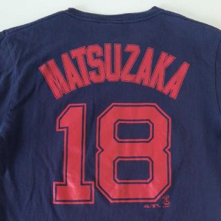 マジェスティック(Majestic)のmajestic 松坂大輔 レッドソックス 半袖Tシャツ メンズ背番号18番(応援グッズ)