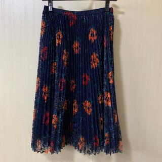 カージュ(Khaju)のKhaju SHIPS ネイビーの花柄レースのプリーツスカート(ロングスカート)