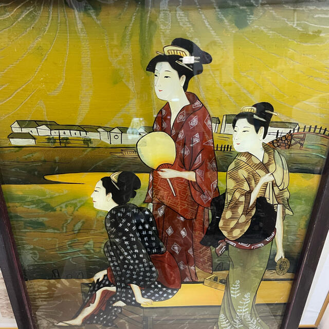 額縁入り　骨董品　歌舞伎役者の大見得 エンタメ/ホビーのアート用品(絵画額縁)の商品写真