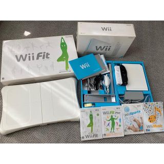 ウィー(Wii)のWii 本体一式＋バランスWiiボード＋ソフト4点セット(家庭用ゲーム機本体)