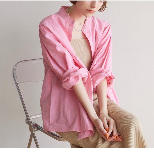 SeaRoomlynn(シールームリン)のsearoomlynn コットンWASHギャザーシャツ ピンク レディースのトップス(シャツ/ブラウス(長袖/七分))の商品写真