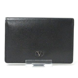 ヴァレンティノ(VALENTINO)のバレンチノ 名刺入れ美品  - 黒 レザー(名刺入れ/定期入れ)