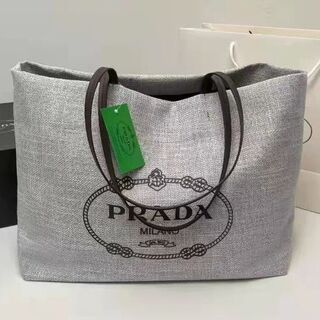 プラダ(PRADA)のPRADA プラダ 綿と麻の素材 キャンバスバッグ(座椅子)