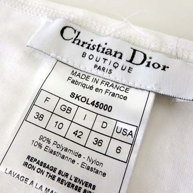 Christian Dior(クリスチャンディオール)のクリスチャンディオール Tシャツ カットソー ストレッチ 半袖 M 38 白 レディースのトップス(Tシャツ(半袖/袖なし))の商品写真