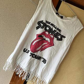 ザラ(ZARA)の美品☆The Rolling Stones☆フリンジノースリーブ(Tシャツ/カットソー)