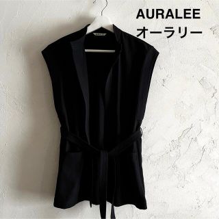 オーラリー(AURALEE)の【美品】AURALEE オーラリー サマーウールベスト　ジレ　黒(ベスト/ジレ)