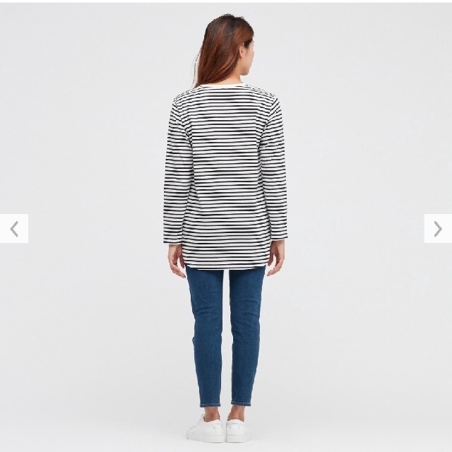 UNIQLO(ユニクロ)のユニクロ　スムースコットンシャツテールボーダーT レディースのトップス(Tシャツ(長袖/七分))の商品写真