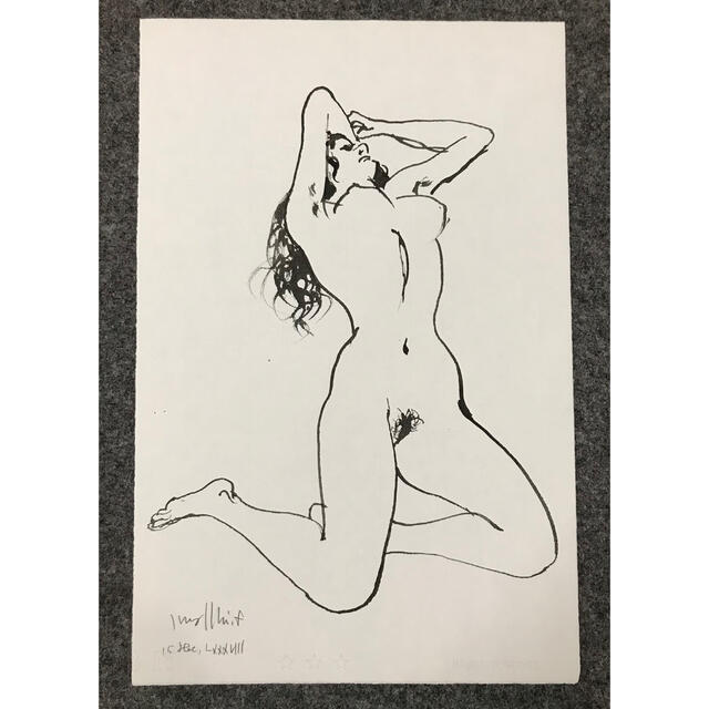 公式サイト 古沢岩美「反り姿の裸婦」毛筆画　スケッチ 絵画+タペストリー