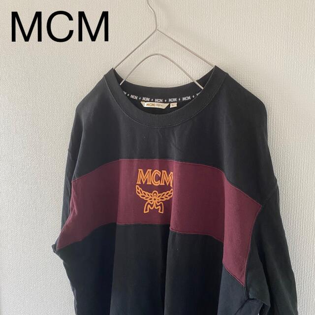 MCMエムシーエムtシャツ半袖ブラック黒lLメンズデカロゴビンテージ菅田常田