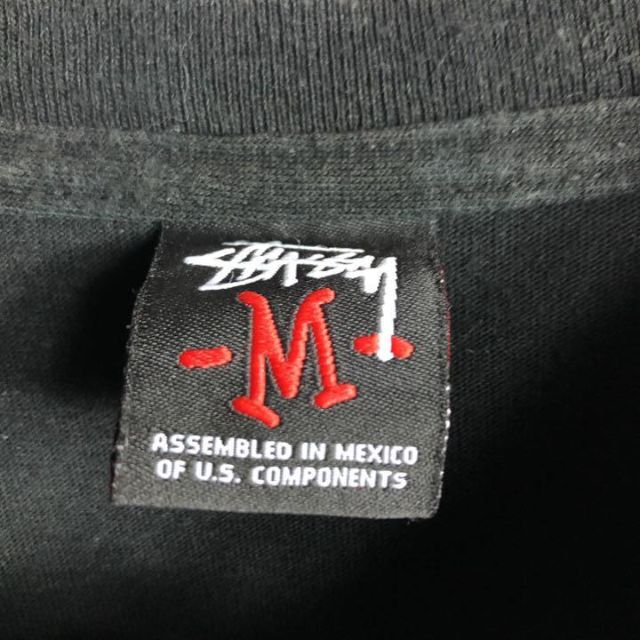 メキシコ製 STUSSYステューシー 半袖Tシャツ カットソー デカロゴ Ｍ 黒