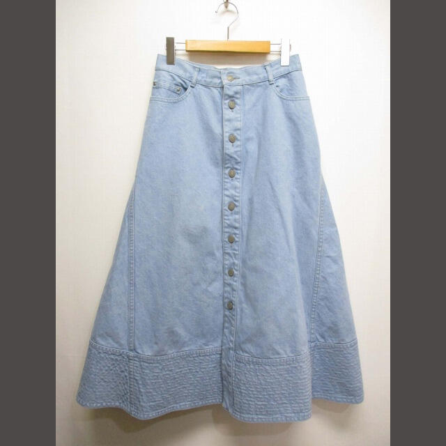 ドゥロワー Drawer デニム フレア スカート ロング 40 ブルー 日本製