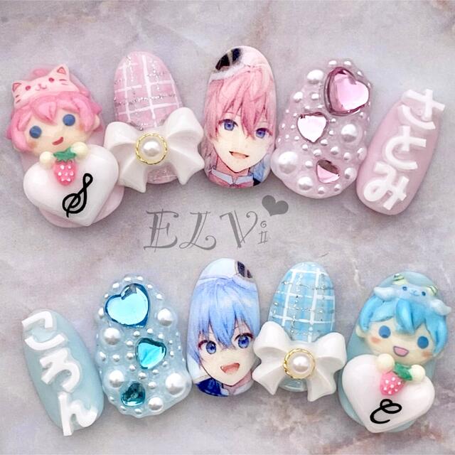 ネイルチップフルオーダー♡痛ネイル3Dパーツ量産型ゆめかわ地雷すとぷりの通販 by オーダーネイルshop＊ELVi-ｴﾙｳﾞｨ-｜ラクマ