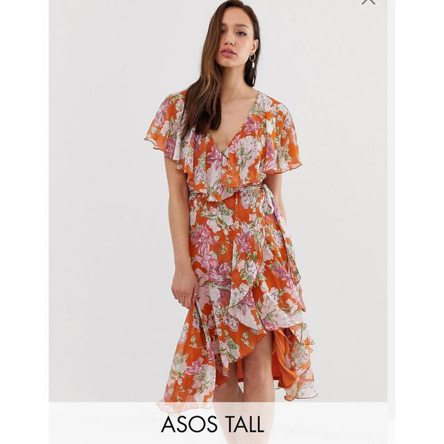 asos(エイソス)のASOS*人気完売商品＊ベルト付き花柄ドレス UK8 レディースのワンピース(ロングワンピース/マキシワンピース)の商品写真