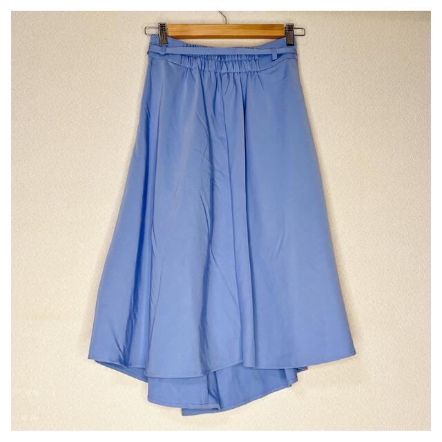 INDEX(インデックス)のインデックス　index ウエストリボン鮮やかブルースカート レディースのスカート(ひざ丈スカート)の商品写真