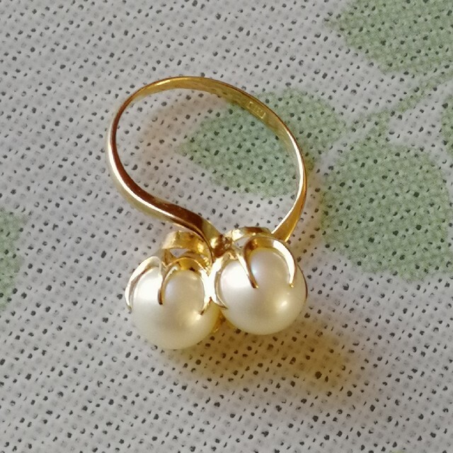 K18ダブルパールリング レディースのアクセサリー(リング(指輪))の商品写真