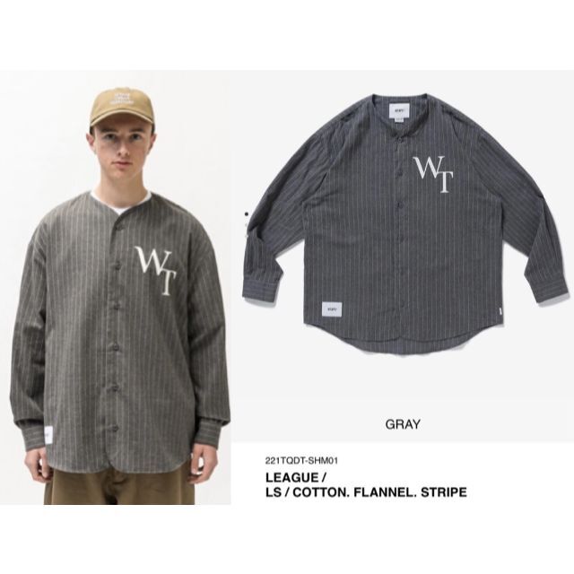 GRAY M 22SS WTAPS LEAGUE / LS / COTTON.-