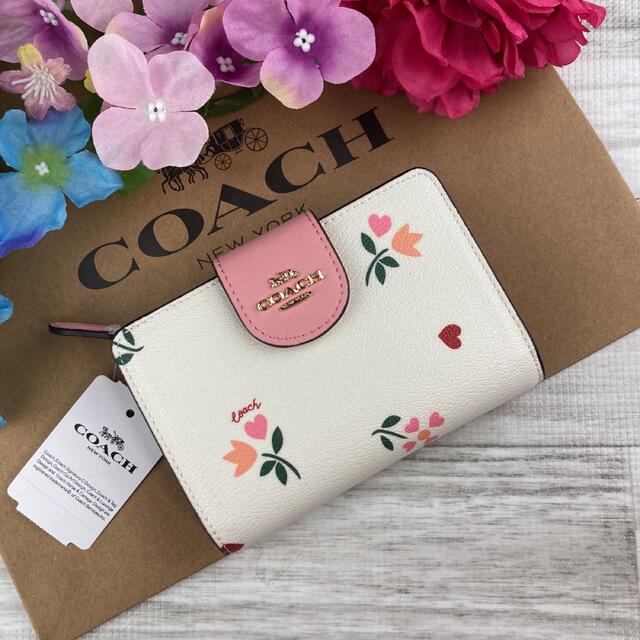 セール新作 COACH - COACH 二つ折り財布 花柄 チューリップ フラワー ...