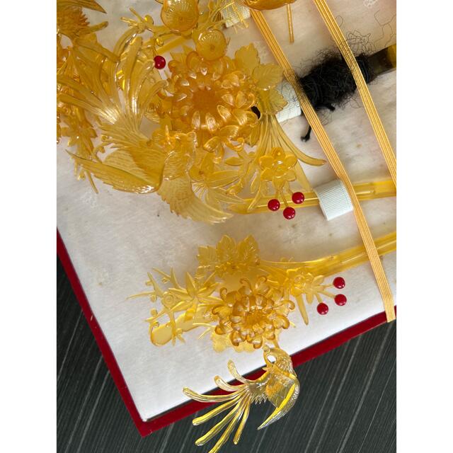 花嫁笄 べっ甲風 日本髪 花嫁かんざし 簪 木箱付き 髪飾り 花笄 和装