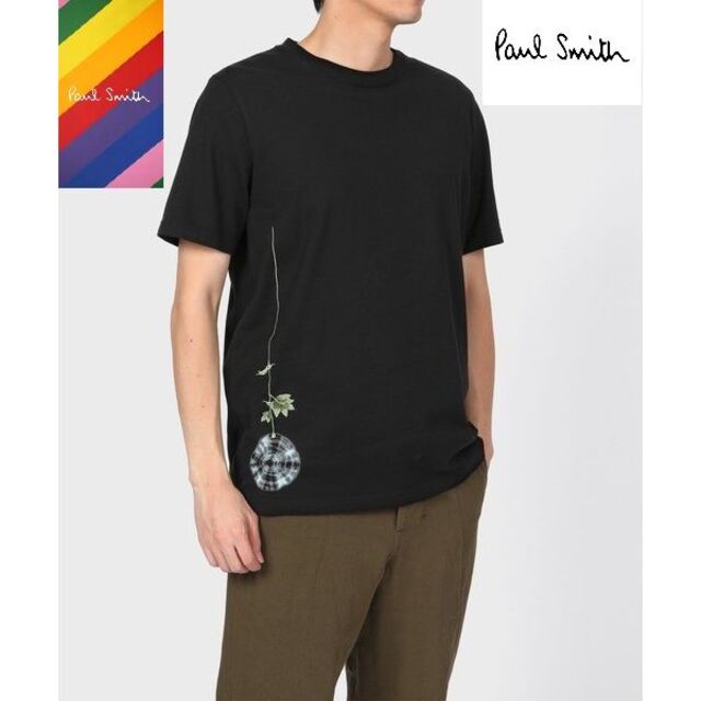 Tシャツ/カットソー(半袖/袖なし)新品☆Paul Smith RED EAR フラワー刺繍 Tシャツ☆黒☆Mサイズ