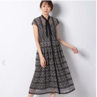 アナイ(ANAYI)の【美品】アナイ ANAYI ワンピース 花柄 レース ドット PT タック 38(ロングワンピース/マキシワンピース)