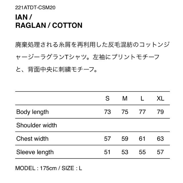 WTAPS 22SS IAN / RAGLAN / COTTON XL - Tシャツ/カットソー(七分/長袖)