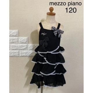 メゾピアノ(mezzo piano)のメゾピアノ　ワンピース　120 黒　レース　フリル　リボン(ワンピース)