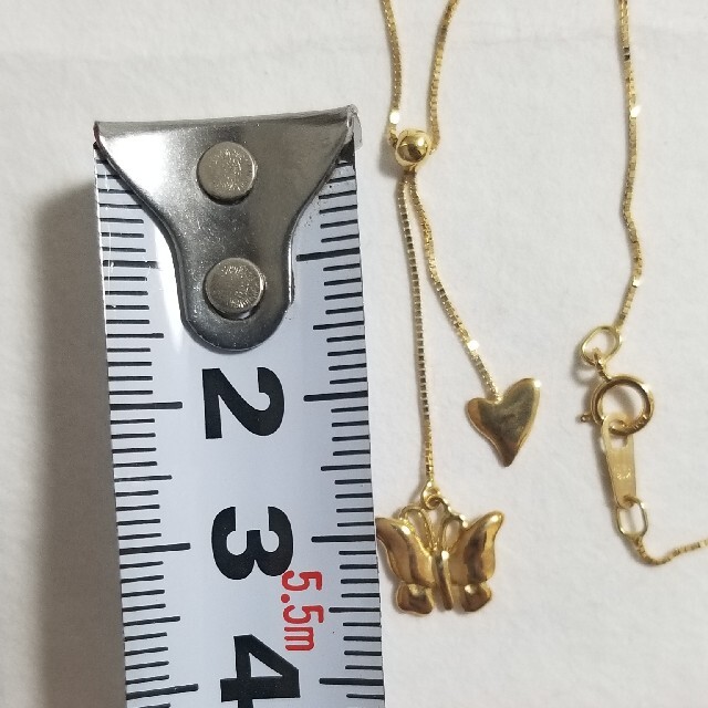 ☆K18YG 蝶とハートのY字ネックレス レディースのアクセサリー(ネックレス)の商品写真