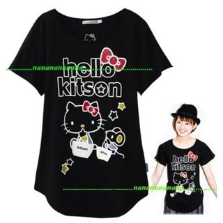 キットソン(KITSON)の新品★KitsonキティXユニクロ♥コラボTシャツ💗М♥黒💗(Tシャツ(半袖/袖なし))