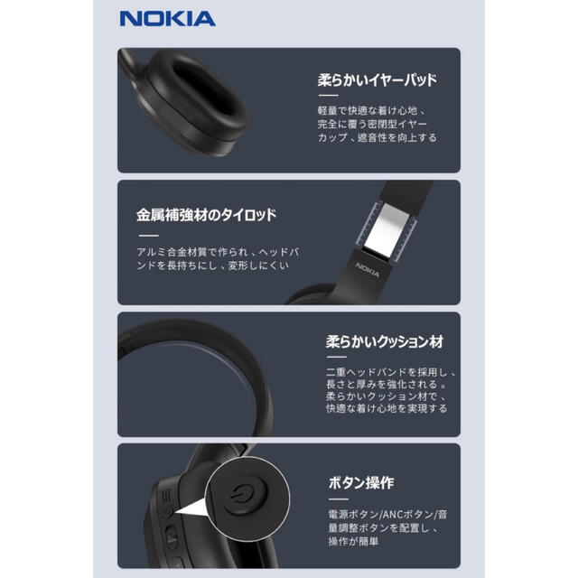 ノキア(Nokia) 【ワイヤレス ヘッドホン 】ヘッドセット E1200ANC 5
