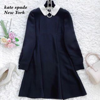 ケイトスペードニューヨーク(kate spade new york)の美品♡ケイトスペードニューヨーク　フラワースパンコール　ひざ丈ワンピース　4(ひざ丈ワンピース)