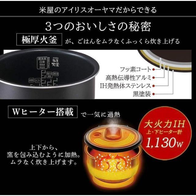 アイリスオーヤマ IH炊飯器 5.5合 40銘柄炊き分け機能