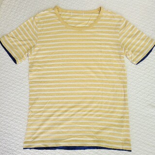 メンズ ボーダーTシャツ M イエロー×ホワイト(Tシャツ/カットソー(半袖/袖なし))