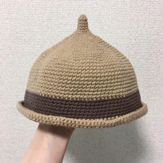 どんぐり帽子　ハンドメイド　帽子　クロッシェ　クロシェ　麦わら帽子(帽子)