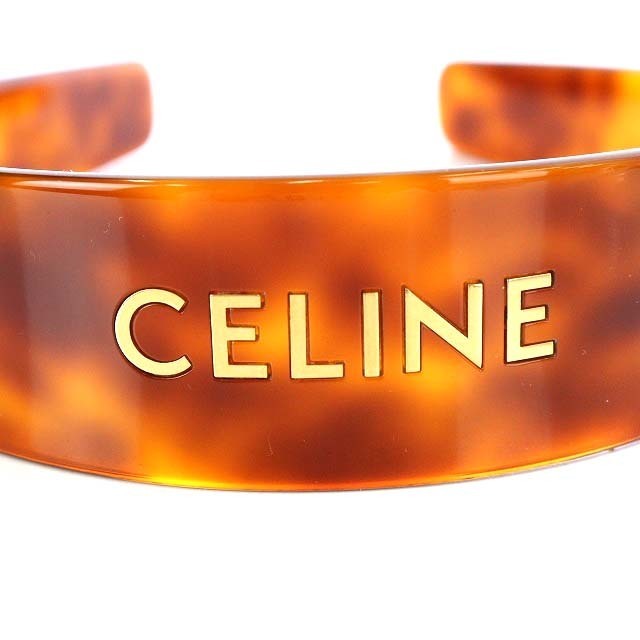 セリーヌ CELINE カチューシャ べっ甲柄 ロゴ 茶色