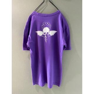 古着 ビンテージ Tシャツ 紫 パープル スカル 髑髏 ロゴ デザイン 美品(Tシャツ(半袖/袖なし))