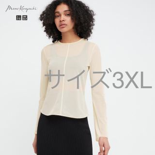 ユニクロ(UNIQLO)のユニクロマメmame シアークルーネックTシャツオフホワイト3XL(カットソー(長袖/七分))