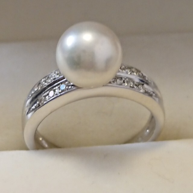 プラチナダイヤ パールリング  真珠指輪
