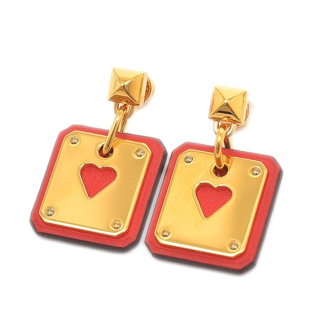 エルメス アスドゥクール PM ピアス スイフト レッド ゴールド金具 Y