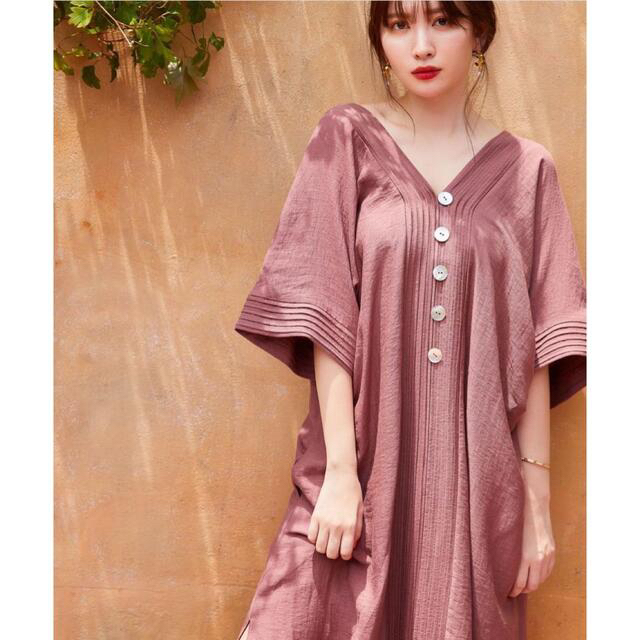 Linen-blended Kaftan Dress