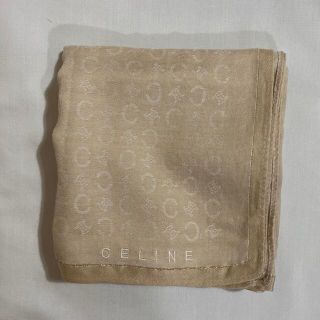 セリーヌ(celine)のセリーヌ　大判ハンカチ　中古品　マカダム柄　クリームブラウン　#1808(ハンカチ)